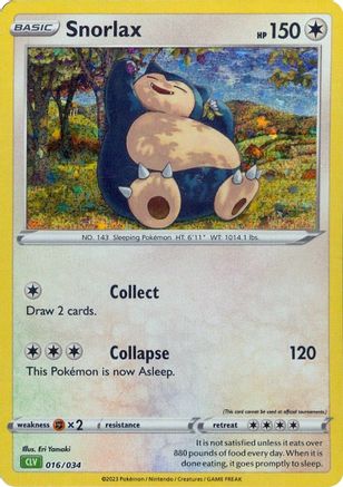 Snorlax 016/034 - Holofoil Trading Card Game Classic - Classic Collection