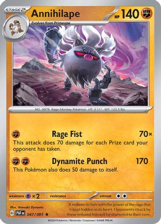 Annihilape 047/091 - Reverse Holofoil SV Paldean Fates - Rare