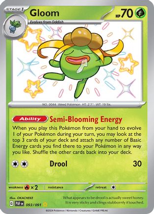 Gloom 093/091 - Holofoil SV Paldean Fates - Shiny Rare