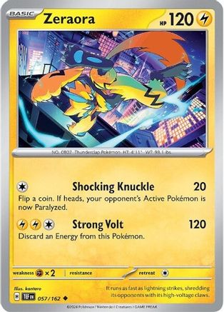 Zeraora 057/162 - Reverse Holofoil SV05 Temporal Forces - Uncommon