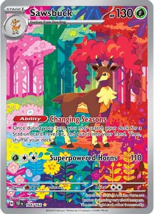 Sawsbuck 166/162 - Holofoil SV05 Temporal Forces - Illustration Rare