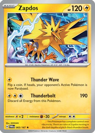 Zapdos 065/167 - Holofoil SV06 Twilight Masquerade - Rare
