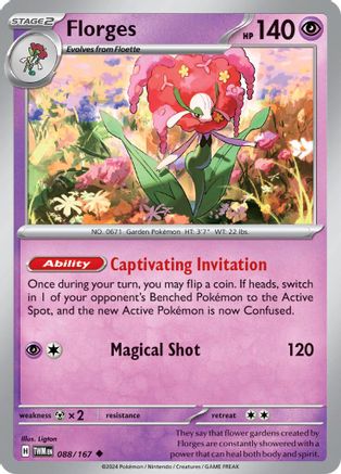Florges 088/167 - Reverse Holofoil SV06 Twilight Masquerade - Uncommon