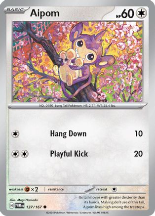 Aipom 137/167 - Reverse Holofoil SV06 Twilight Masquerade - Common