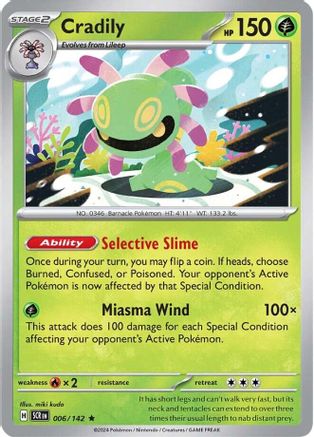 Cradily 006/142 - Reverse Holofoil SV07 Stellar Crown - Rare
