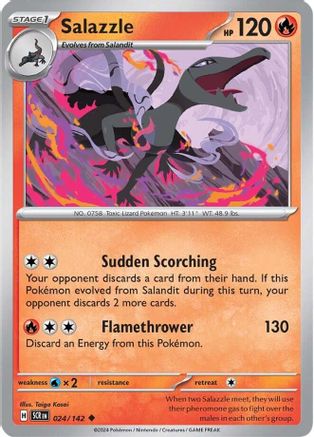 Salazzle 024/142 - Reverse Holofoil SV07 Stellar Crown - Uncommon