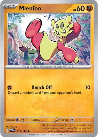 Mienfoo 083/142 - Reverse Holofoil SV07 Stellar Crown - Common