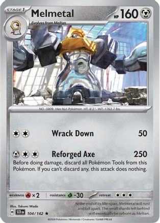 Melmetal 104/142 - Reverse Holofoil SV07 Stellar Crown - Rare