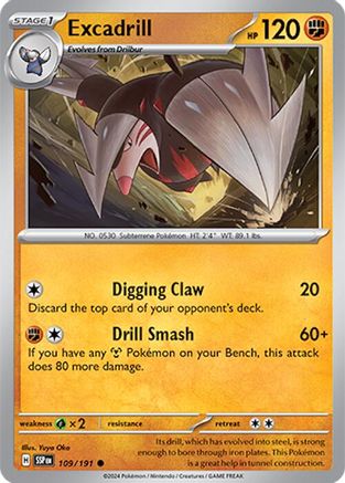 Excadrill 109/191 - Reverse Holofoil SV08 Surging Sparks - Common
