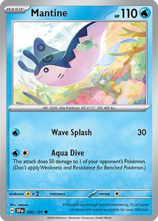 Mantine 040/191 - Reverse Holofoil SV08 Surging Sparks - Common