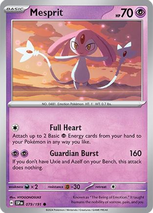 Mesprit 079/191 - Reverse Holofoil SV08 Surging Sparks - Common