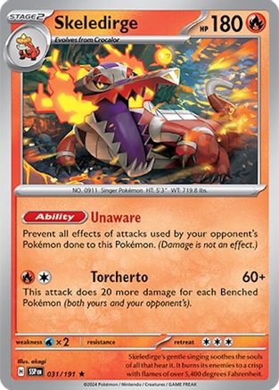 Skeledirge 031/191 - Holofoil SV08 Surging Sparks - Rare