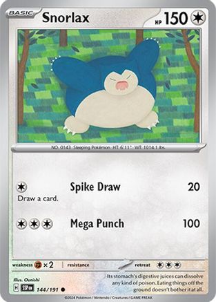 Snorlax 144/191 - Reverse Holofoil SV08 Surging Sparks - Common