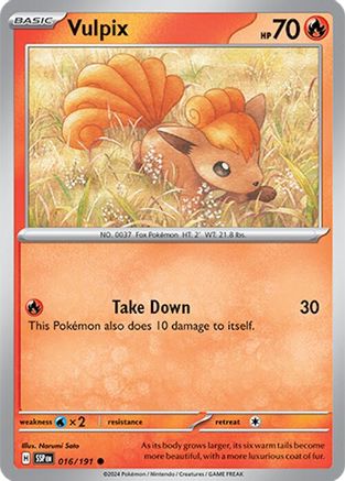 Vulpix 016/191 - Reverse Holofoil SV08 Surging Sparks - Common