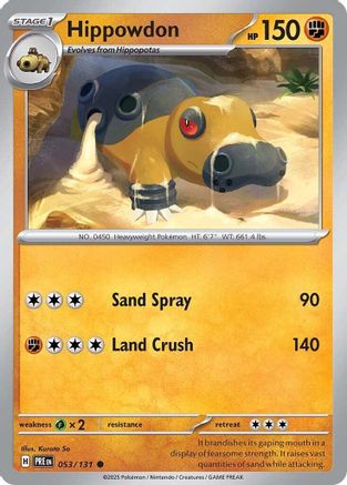 Hippowdon 053/131 - Reverse Holofoil SV Prismatic Evolutions - Common