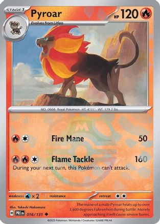 Pyroar (Master Ball Pattern) 016/131 - Holofoil SV Prismatic Evolutions - Uncommon