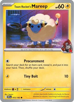 Team Rocket's Mareep 072/182 - Reverse Holofoil SV10 Destined Rivals - Common