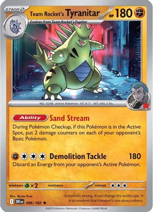 Team Rocket's Tyranitar 096/182 - Holofoil SV10 Destined Rivals - Rare