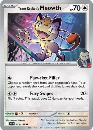 Team Rocket's Meowth 149/182 - Reverse Holofoil SV10 Destined Rivals - Common