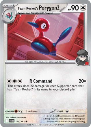 Team Rocket's Porygon2 154/182 - Reverse Holofoil SV10 Destined Rivals - Common
