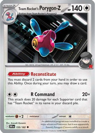 Team Rocket's Porygon-Z 155/182 - Reverse Holofoil SV10 Destined Rivals - Uncommon