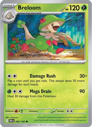 Breloom 006/182 - Reverse Holofoil SV10 Destined Rivals - Common