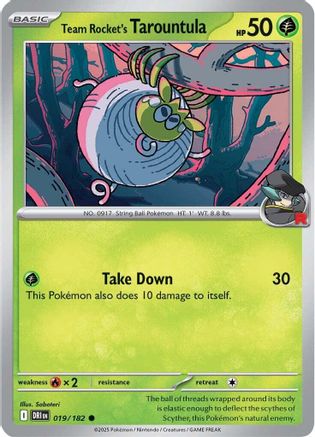 Team Rocket's Tarountula 019/182 - Reverse Holofoil SV10 Destined Rivals - Common