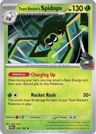 Team Rocket's Spidops 020/182 - Reverse Holofoil SV10 Destined Rivals - Rare