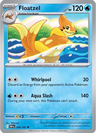 Floatzel 058/182 - Reverse Holofoil SV10 Destined Rivals - Uncommon