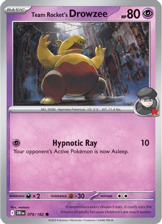 Team Rocket's Drowzee 079/182 - Reverse Holofoil SV10 Destined Rivals - Common