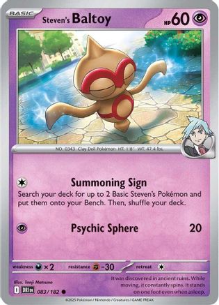 Steven's Baltoy 083/182 - Reverse Holofoil SV10 Destined Rivals - Common
