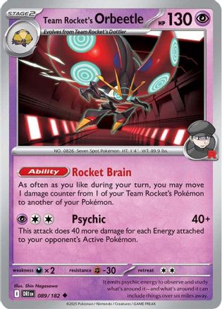 Team Rocket's Orbeetle 089/182 - Reverse Holofoil SV10 Destined Rivals - Uncommon
