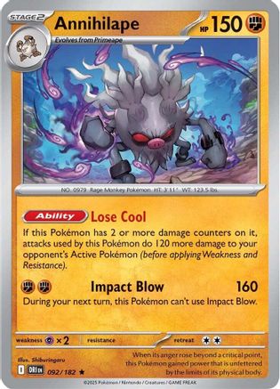 Annihilape 092/182 - Holofoil SV10 Destined Rivals - Rare