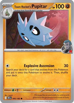 Team Rocket's Pupitar 095/182 - Reverse Holofoil SV10 Destined Rivals - Common