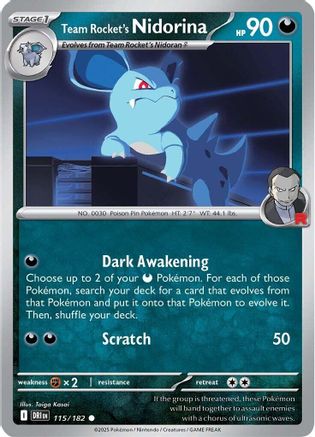 Team Rocket's Nidorina 115/182 - Reverse Holofoil SV10 Destined Rivals - Common