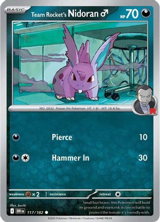 Team Rocket's Nidoran M 117/182 - Reverse Holofoil SV10 Destined Rivals - Common