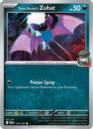 Team Rocket's Zubat 120/182 - Reverse Holofoil SV10 Destined Rivals - Common