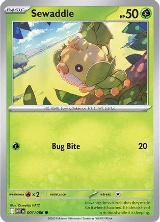 Sewaddle 001/086 - Reverse Holofoil SV White Flare - Common