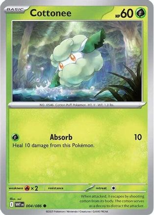 Cottonee 004/086 - Reverse Holofoil SV White Flare - Common
