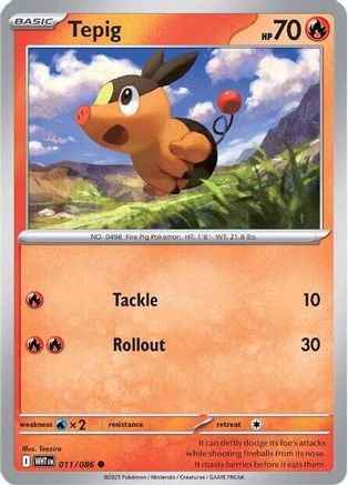 Tepig 011/086 - Holofoil SV White Flare - Common