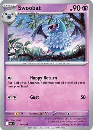 Swoobat 037/086 - Reverse Holofoil SV White Flare - Uncommon