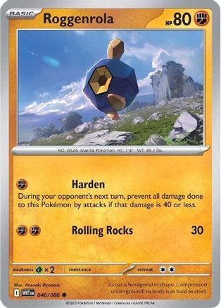 Roggenrola 046/086 - Reverse Holofoil SV White Flare - Common