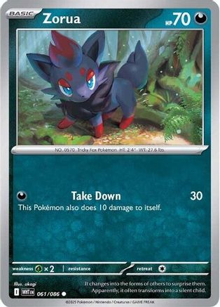 Zorua 061/086 - Reverse Holofoil SV White Flare - Common