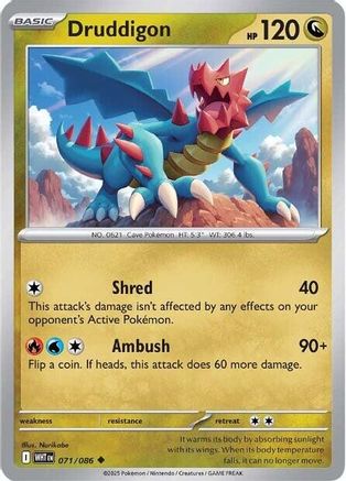Druddigon 071/086 - Reverse Holofoil SV White Flare - Uncommon