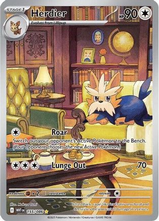 Herdier 155/086 - Holofoil SV White Flare - Illustration Rare