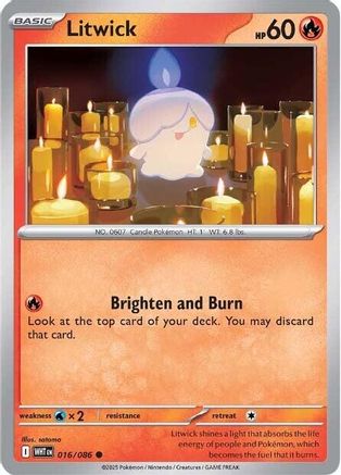 Litwick 016/086 - Reverse Holofoil SV White Flare - Common
