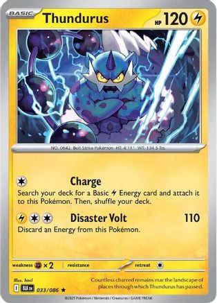 Thundurus 033/086 - Holofoil SV Black Bolt - Rare