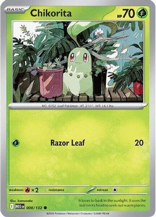 Chikorita 008/132 - Reverse Holofoil ME01 Mega Evolution - Common