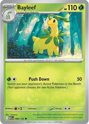 Bayleef 009/132 - Reverse Holofoil ME01 Mega Evolution - Common