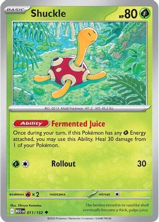 Shuckle 011/132 - Reverse Holofoil ME01 Mega Evolution - Uncommon